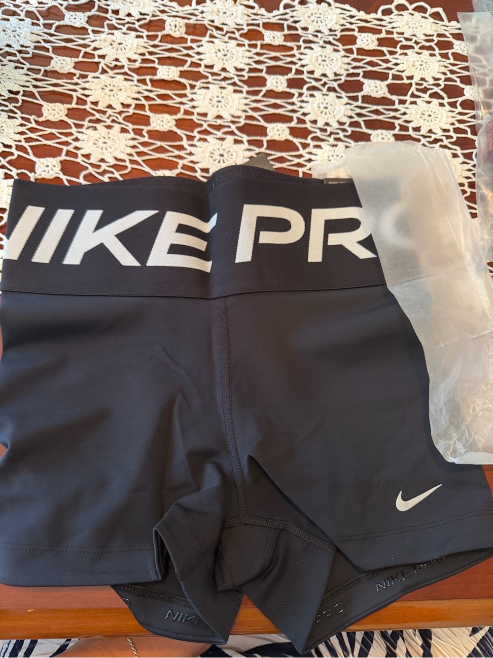 Nike Black Compression Athletic Shorts with White Logo